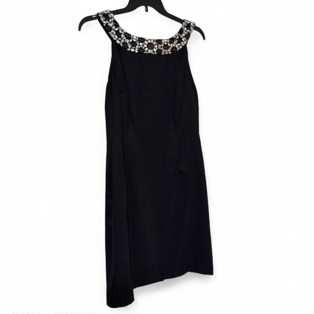 Connected Apparel Black Dress with Embellished Neckline - Picture 2 of 6